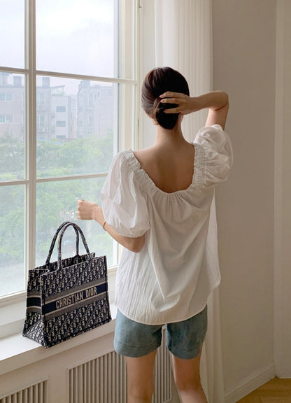 퍼프 셔링 블라우스