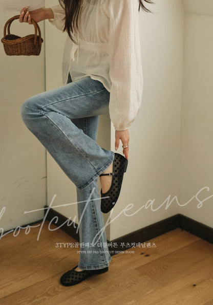 ⏩️ 골반패드 3type 더블버튼 부츠컷데님
