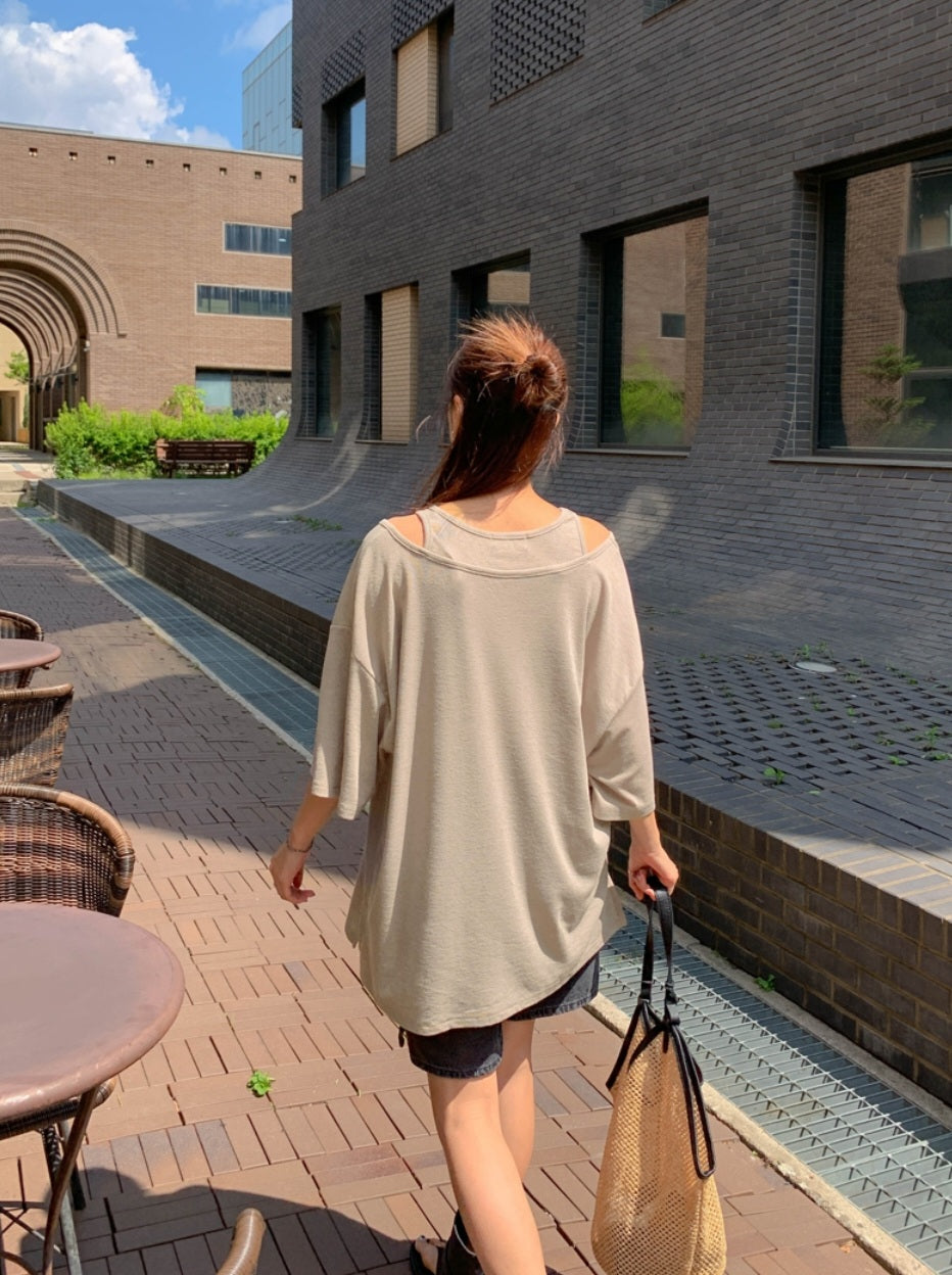 ☀️린넨 나시 레이어드 롱티셔츠