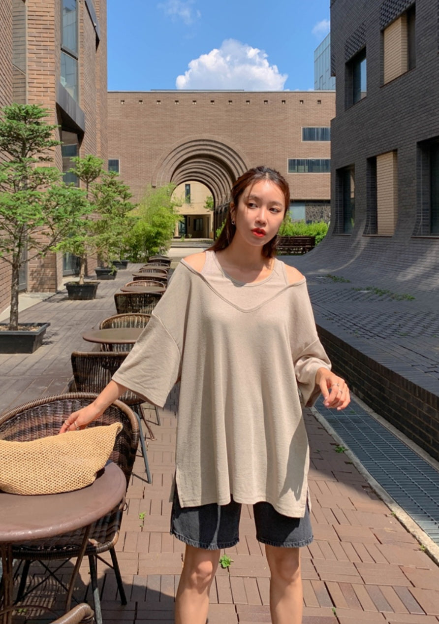 ☀️린넨 나시 레이어드 롱티셔츠