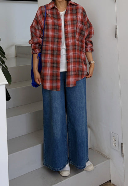 [S~2XL] 뒷밴딩 와이드 통데님