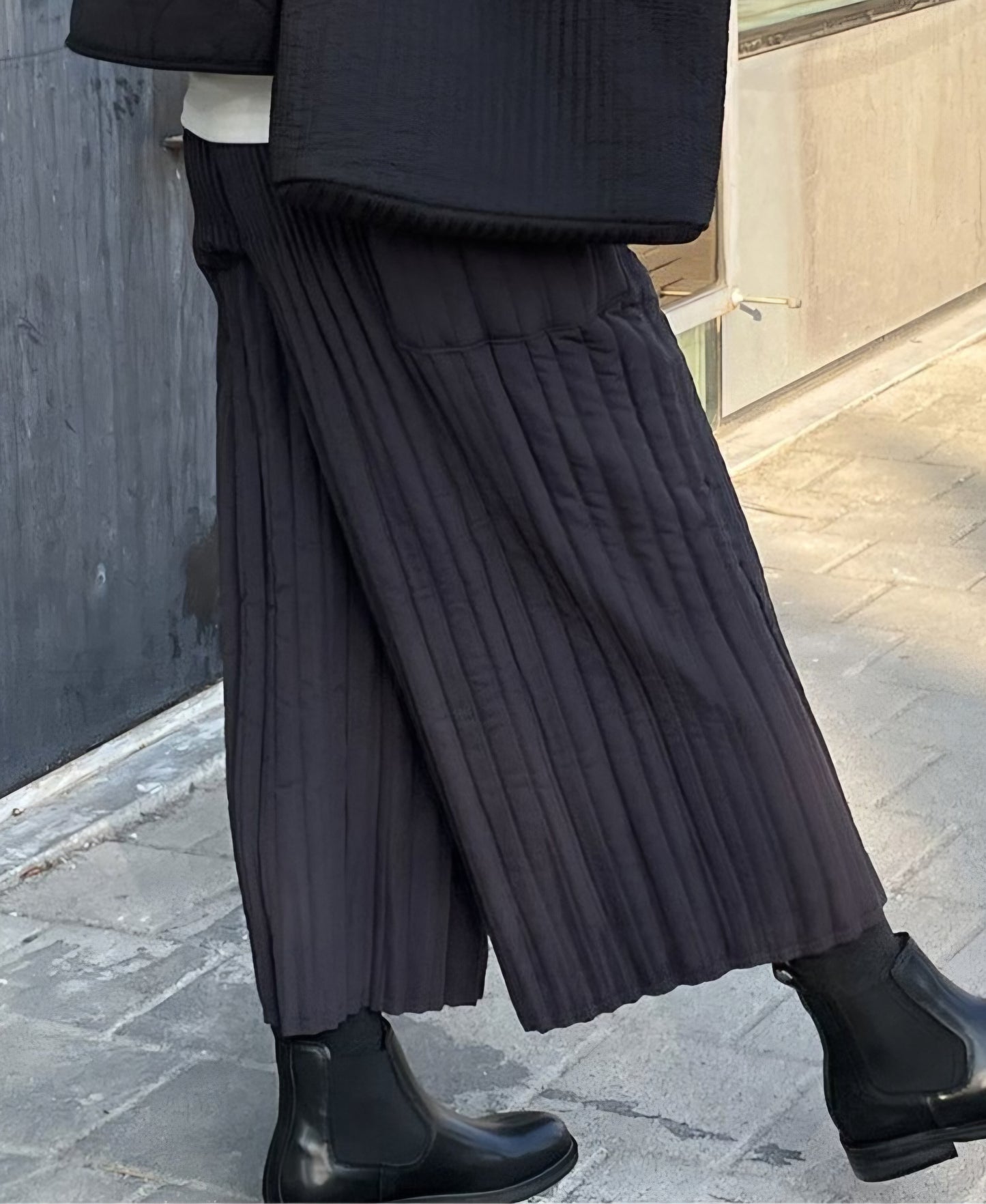 (NEW) 누빔 통와이드 밴딩팬츠