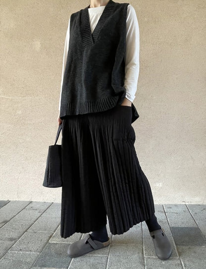 (NEW) 누빔 통와이드 밴딩팬츠