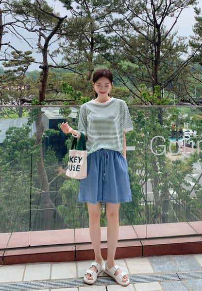 5부 데님 팬츠