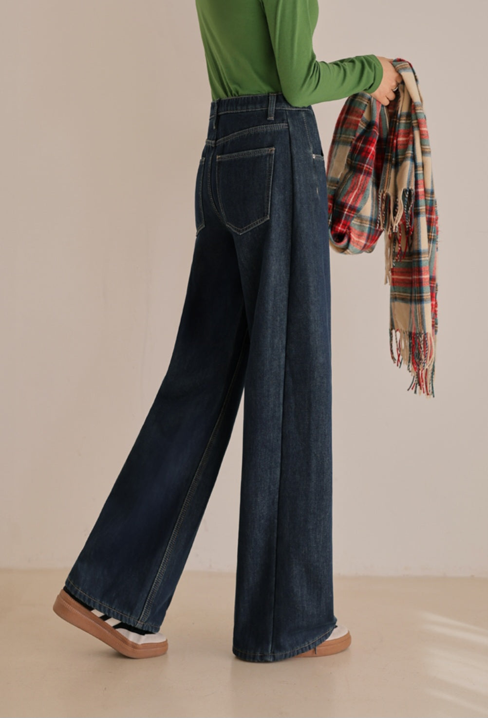 (NEW)절개 하이웨스트 와이드 청바지 S-2XL 3단기장