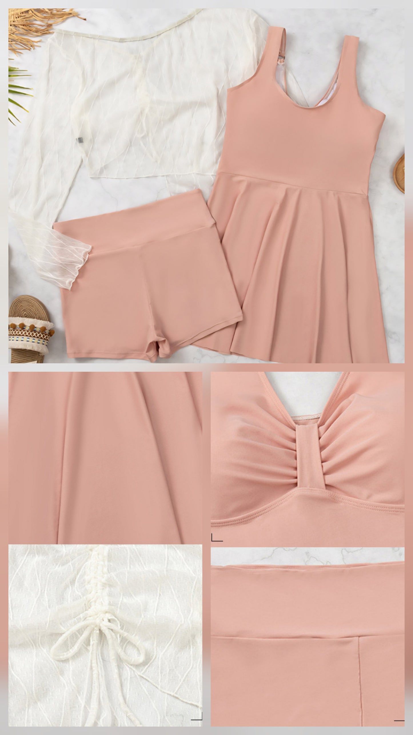 🩱 셔링 시스루 커버업 SET [~5XL]