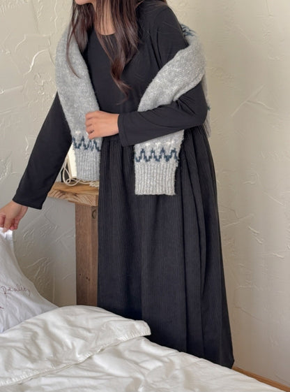 골덴 레이어드 긴팔원피스