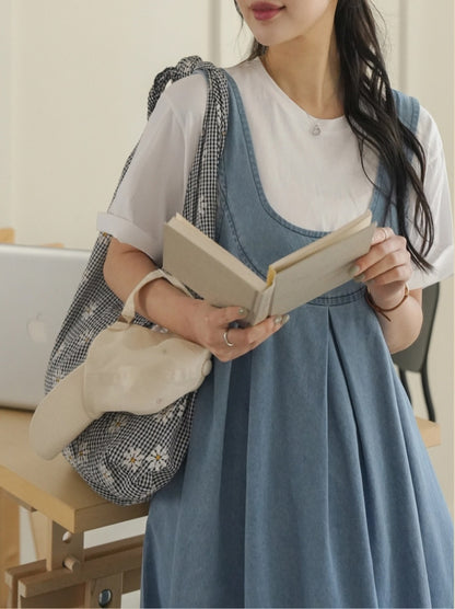 데님 뷔스티에 롱원피스