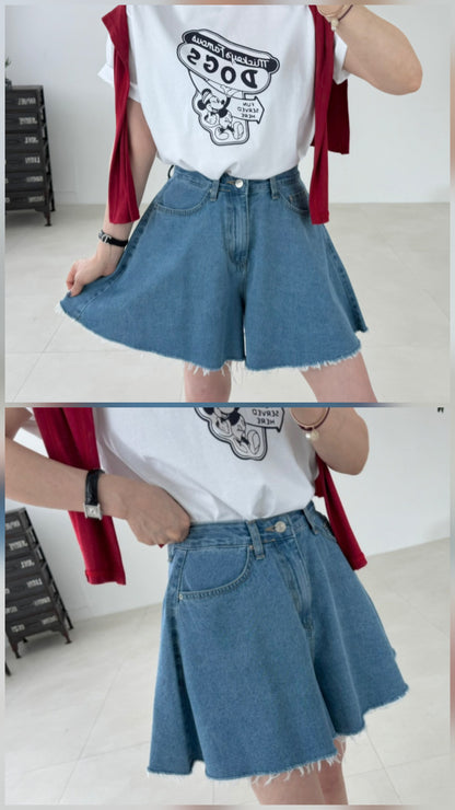 ☀️플레어 데님 반바지 [S-L]