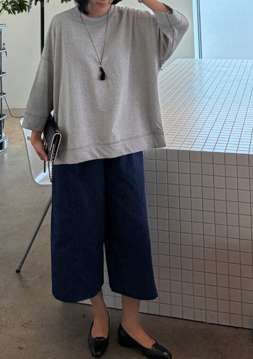 스티치 7부 티셔츠