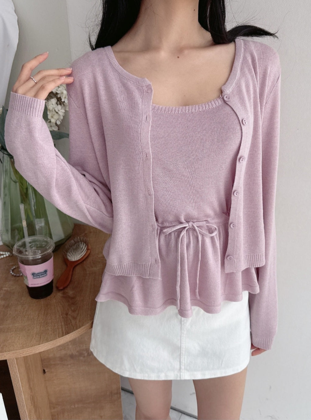 ⏩️ 플레어 나시& 라운드넥 가디건 Set