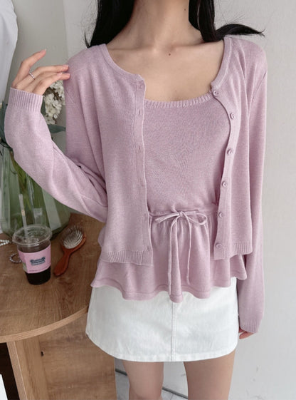 ⏩️ 플레어 나시& 라운드넥 가디건 Set