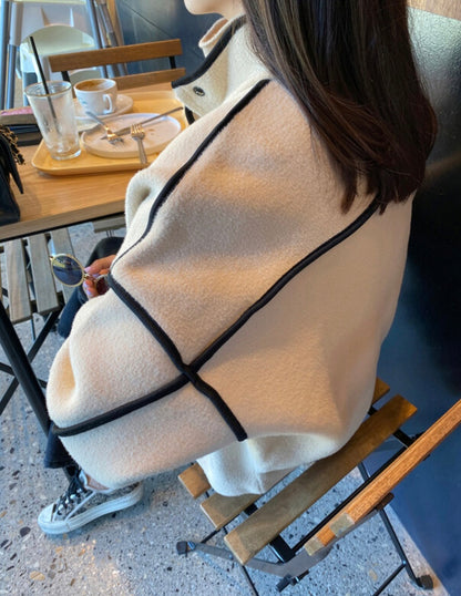 배색 포인트 집업 자켓