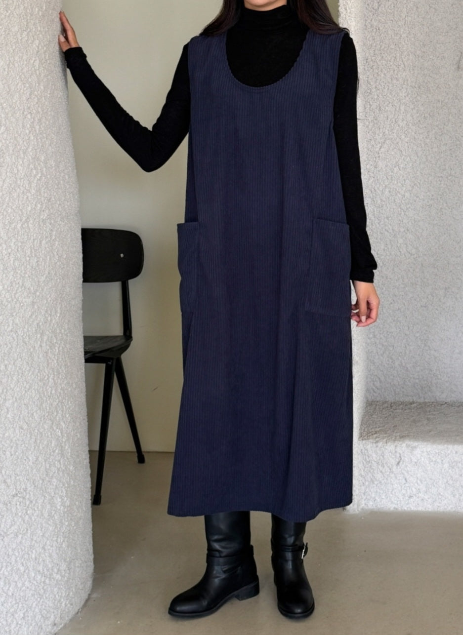 골덴 주머니 나시원피스