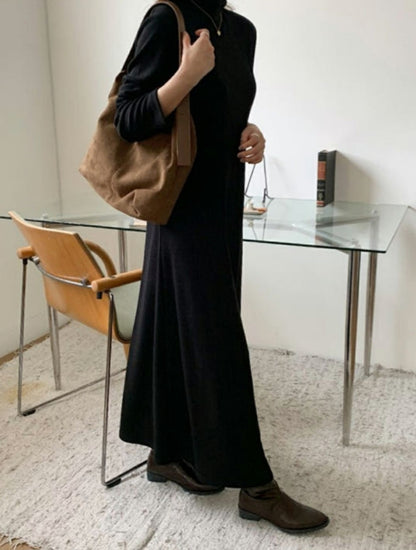 터들넥 루즈핏 니트 롱 원피스