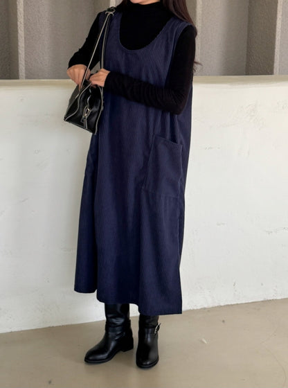 골덴 주머니 나시원피스