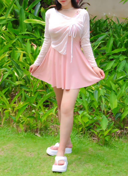🩱 셔링 시스루 커버업 SET [~5XL]