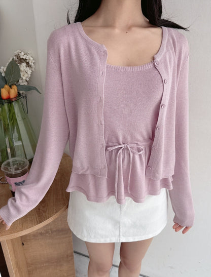 ⏩️ 플레어 나시& 라운드넥 가디건 Set