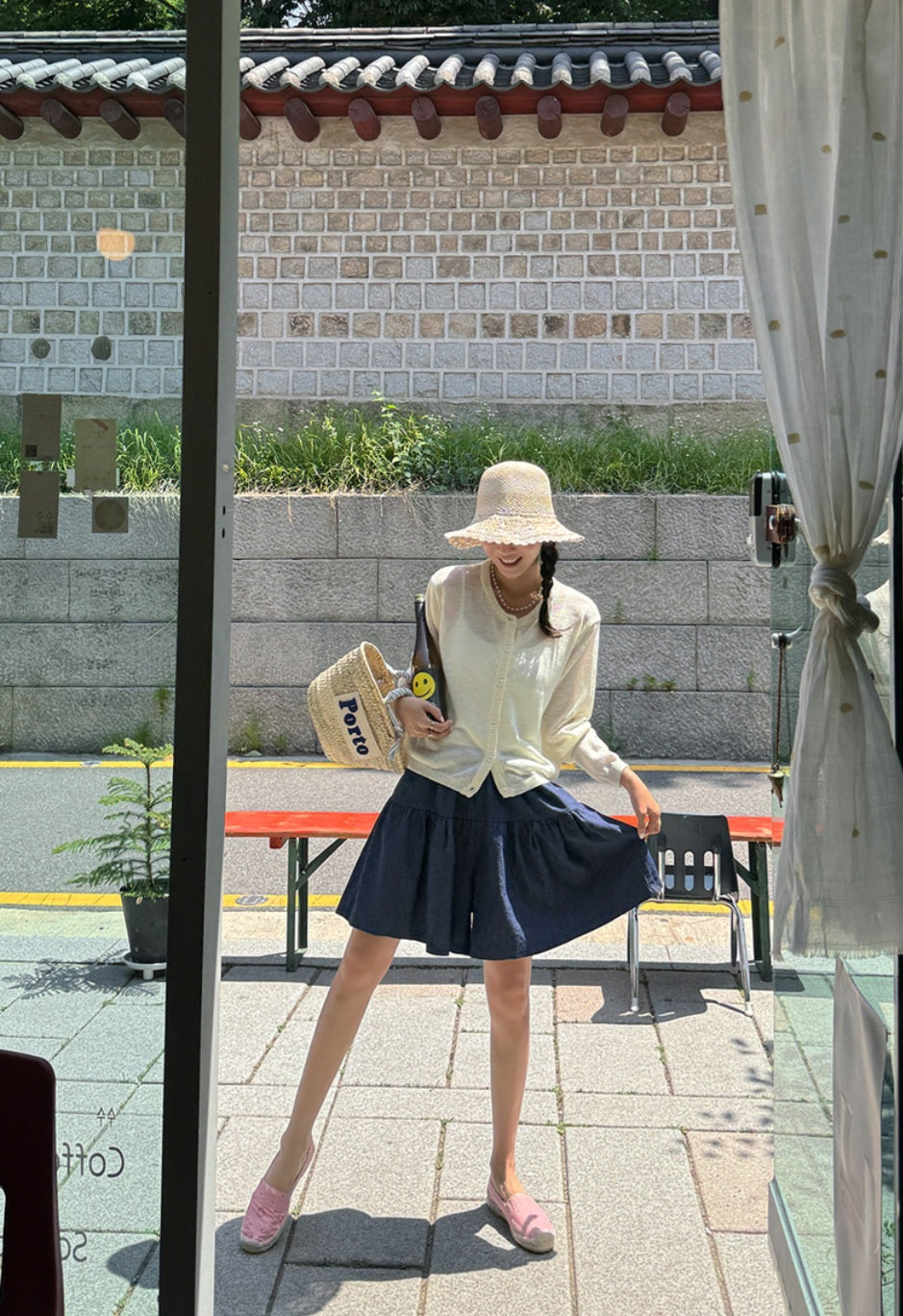 프릴데님 4부 치마바지