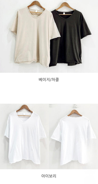 브이넥 데끼 반팔티