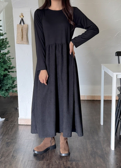 골덴 레이어드 긴팔원피스