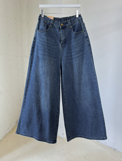 [S~2XL] 뒷밴딩 와이드 통데님
