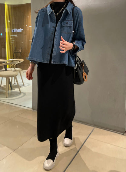 시크 데님 자켓 셔츠