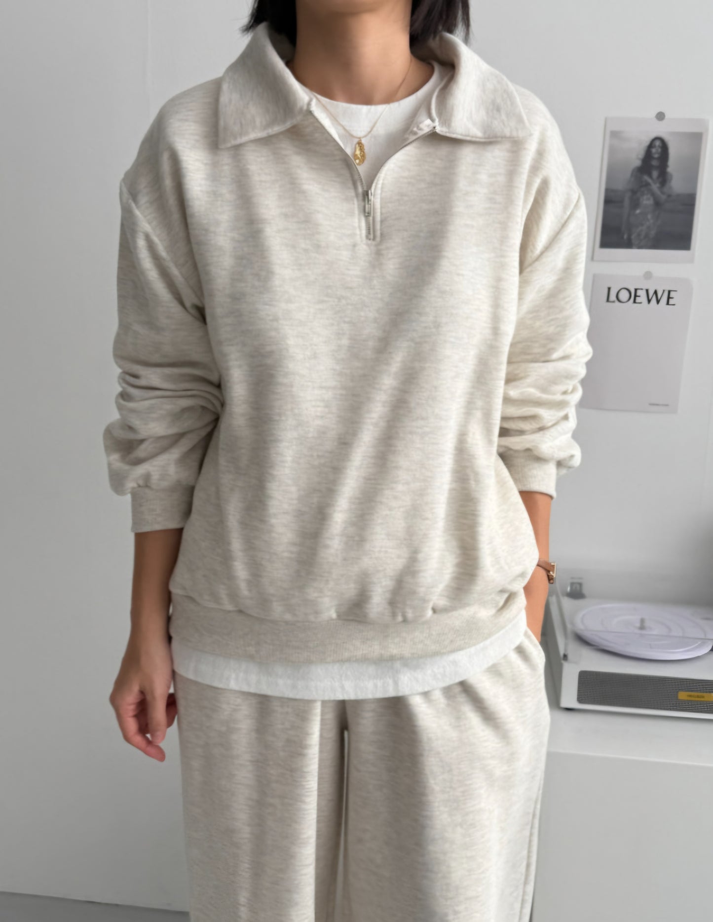 카라 집업 set