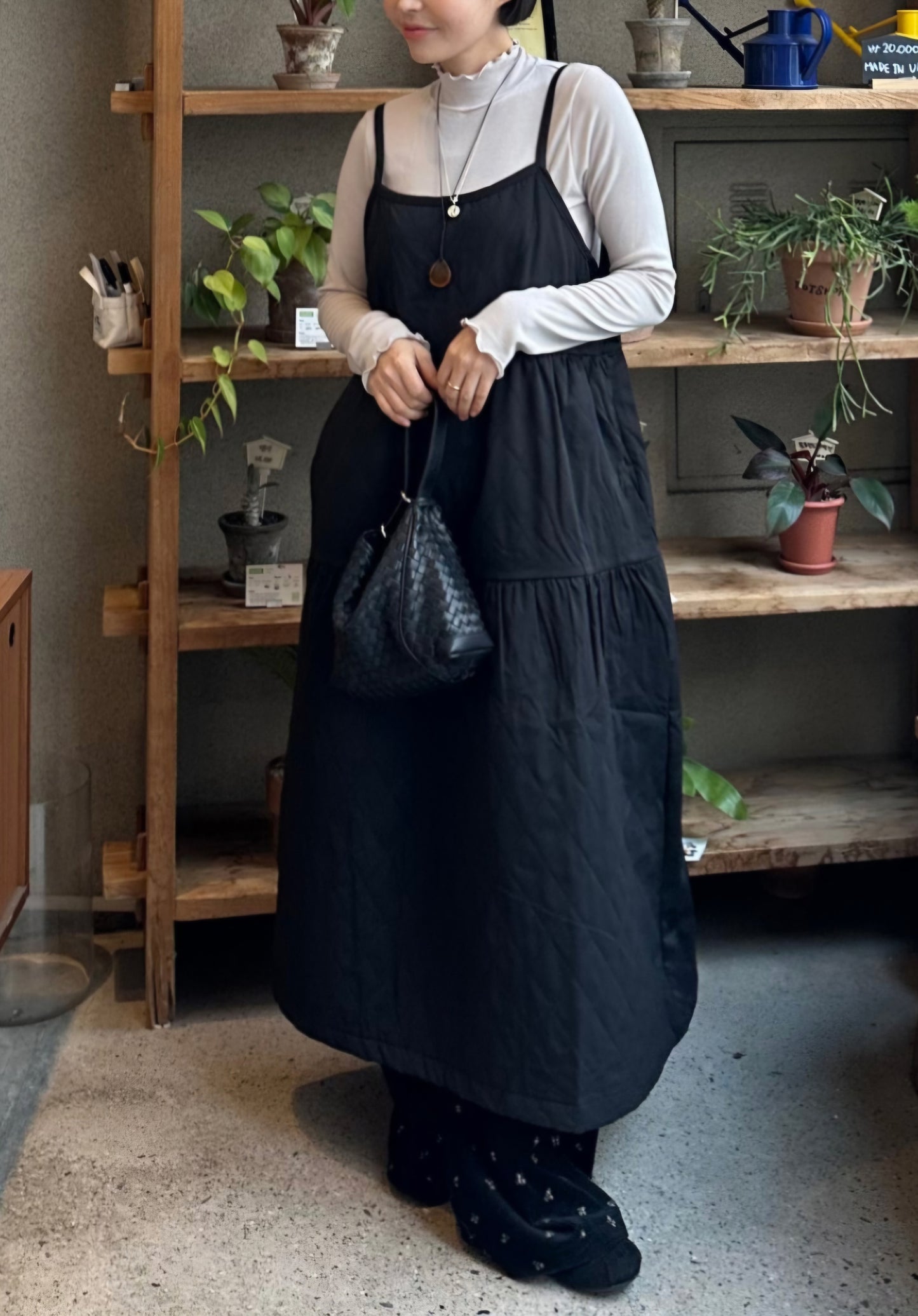 누빔 레이어드 원피스