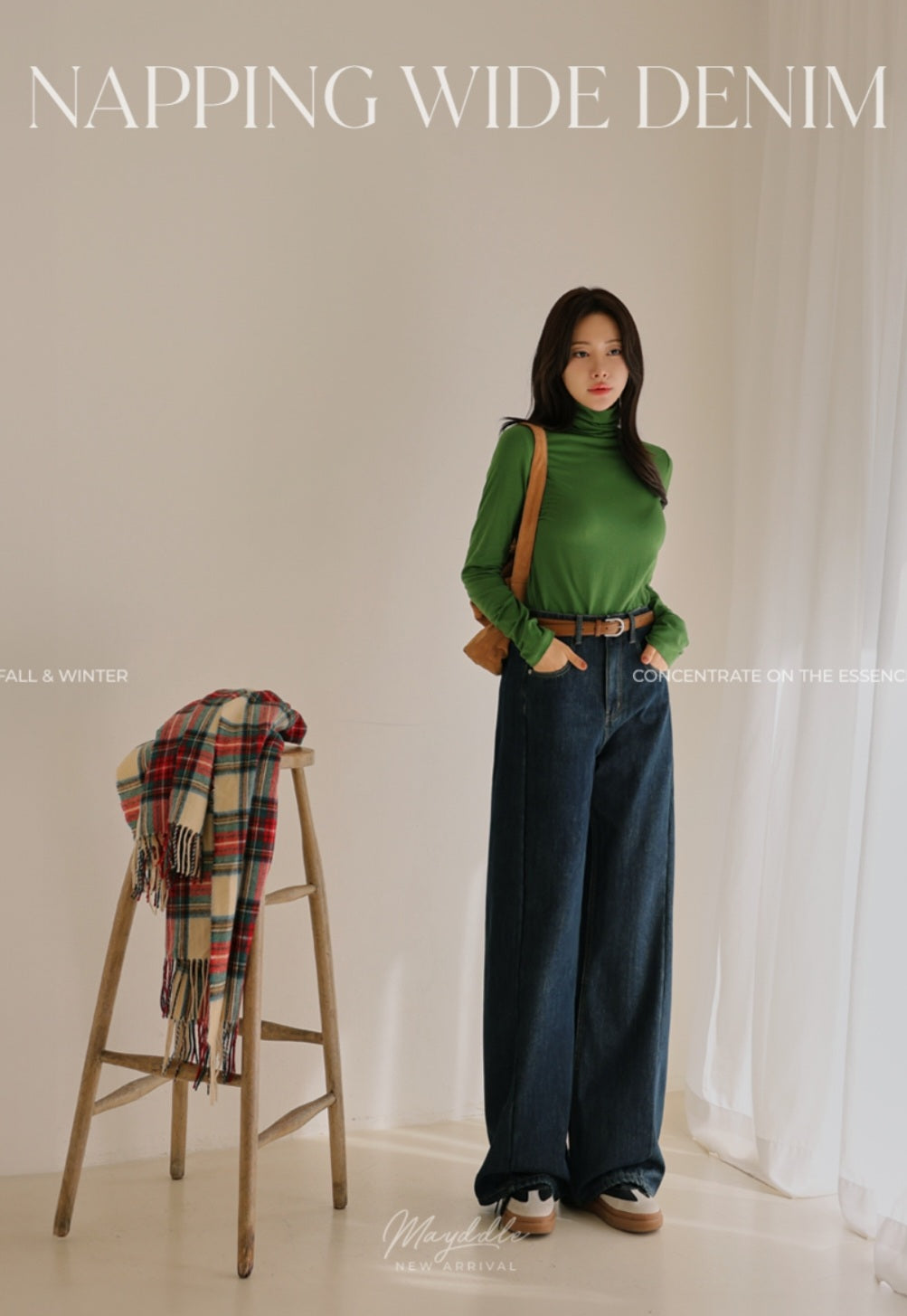 (NEW)절개 하이웨스트 와이드 청바지 S-2XL 3단기장