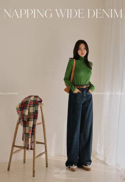 (NEW)절개 하이웨스트 와이드 청바지 S-2XL 3단기장