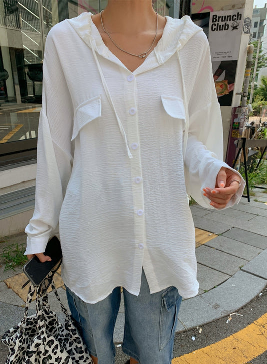 박시 후드 셔츠