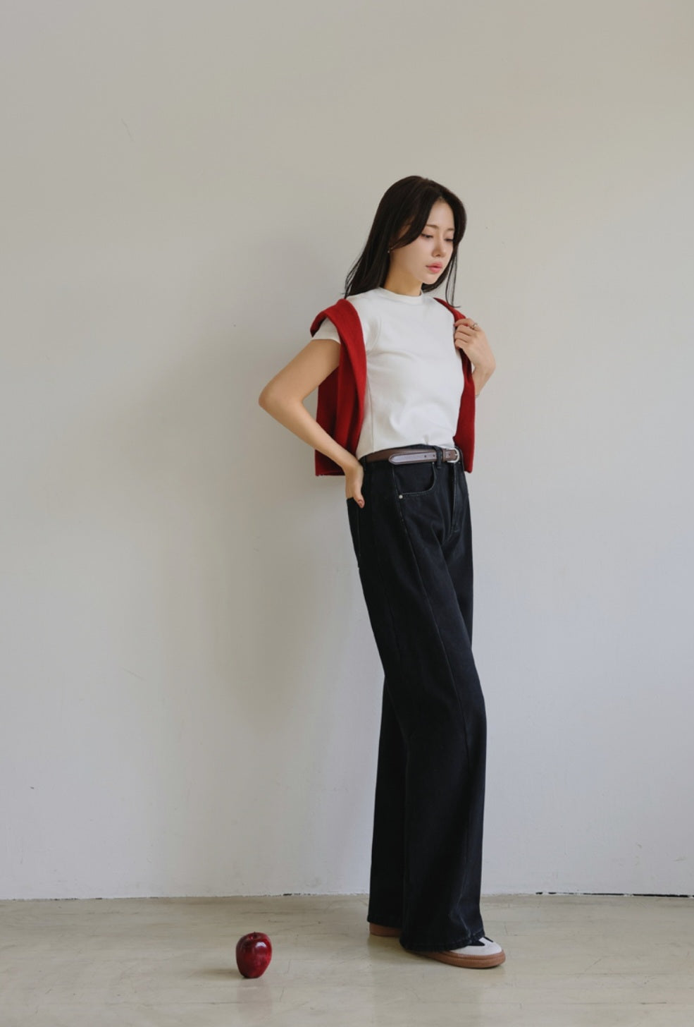 (NEW)절개 하이웨스트 와이드 청바지 S-2XL 3단기장