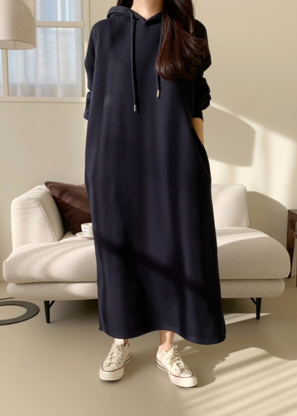 후드 롱 원피스