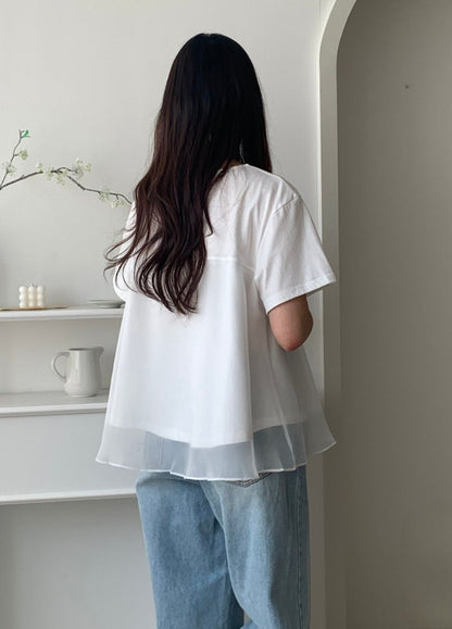 ☀️오간자 밑단 레이어드 반팔티