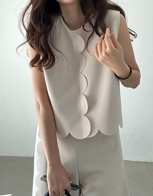 물결 레이어드 조끼