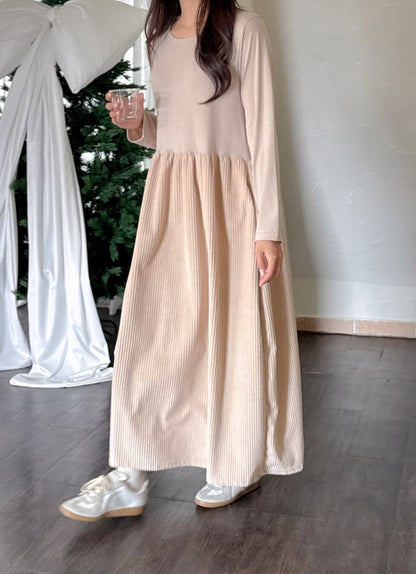 골덴 레이어드 긴팔원피스