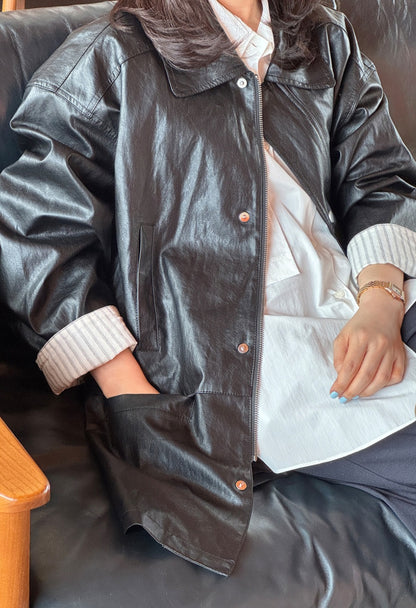 메리 하프 레더자켓