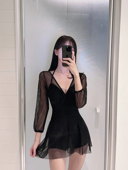 브이넥 시스루 원피스수영복 (XXL까지)