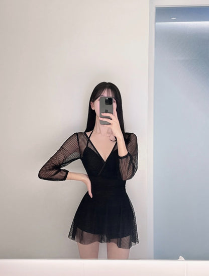 브이넥 시스루 원피스수영복 (XXL까지)