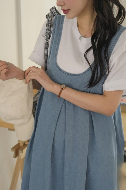 데님 뷔스티에 롱원피스