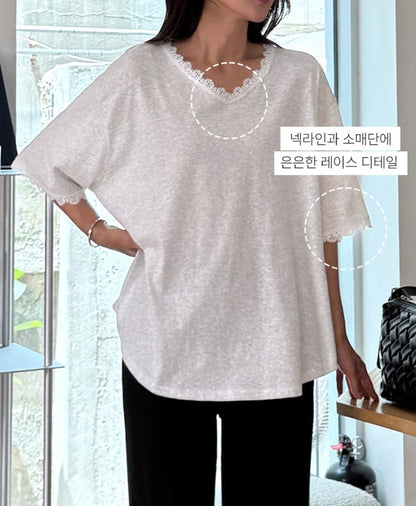 ☀️레이스 포인트 티셔츠