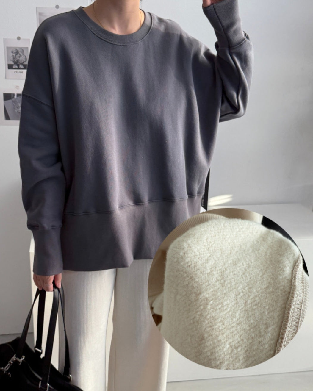 시보리 트임 맨투맨