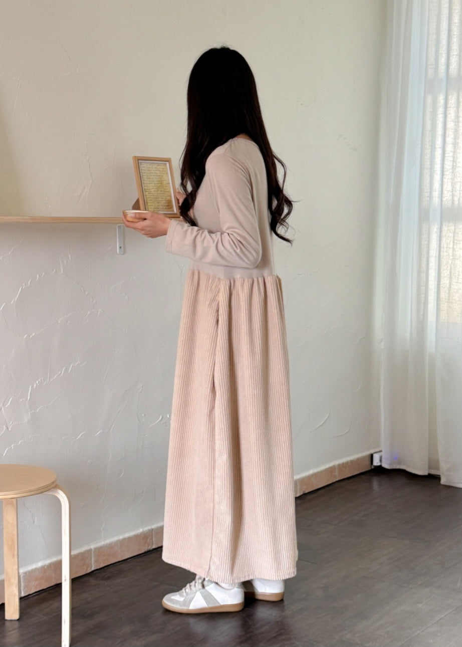 골덴 레이어드 긴팔원피스