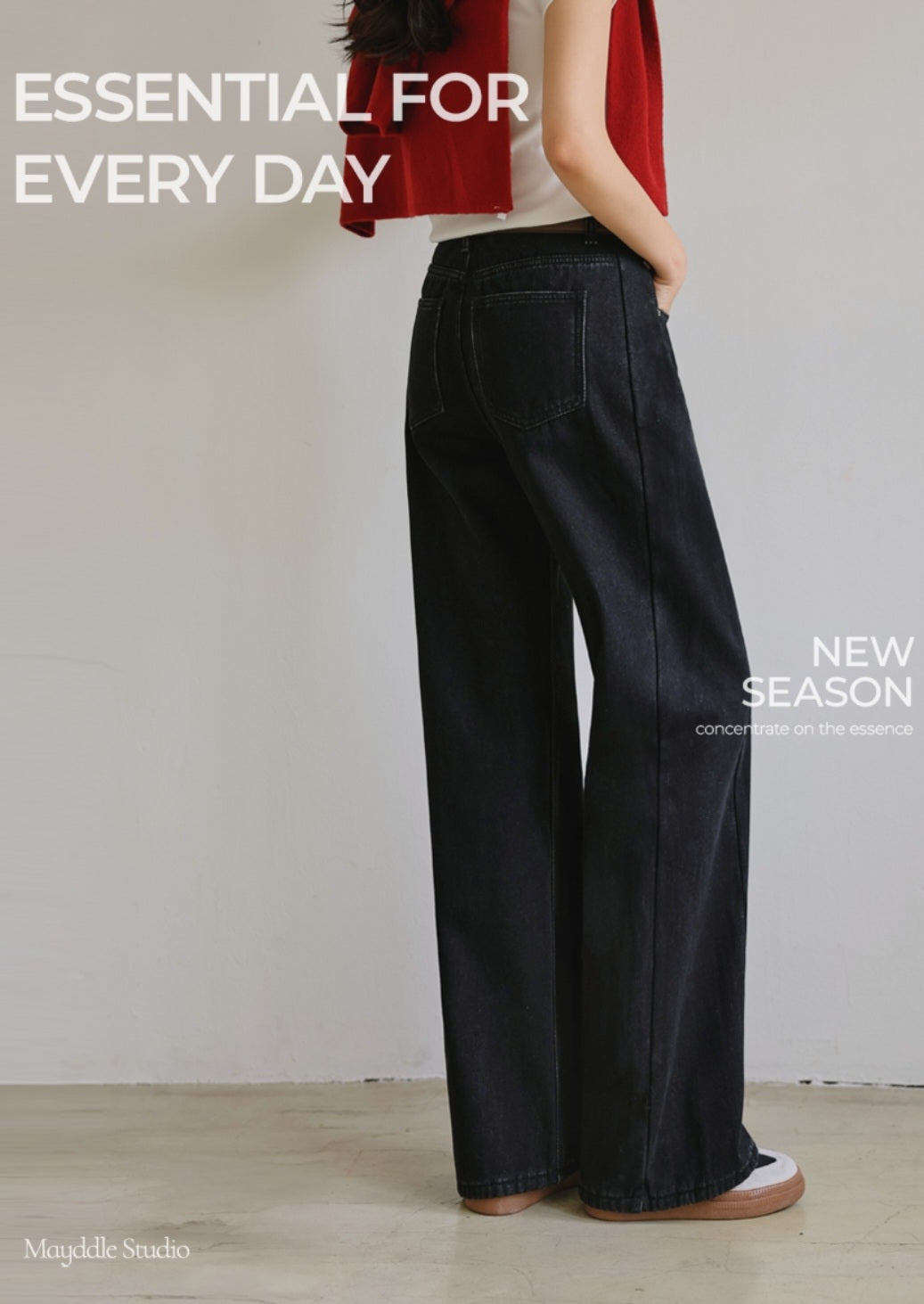 (NEW)절개 하이웨스트 와이드 청바지 S-2XL 3단기장