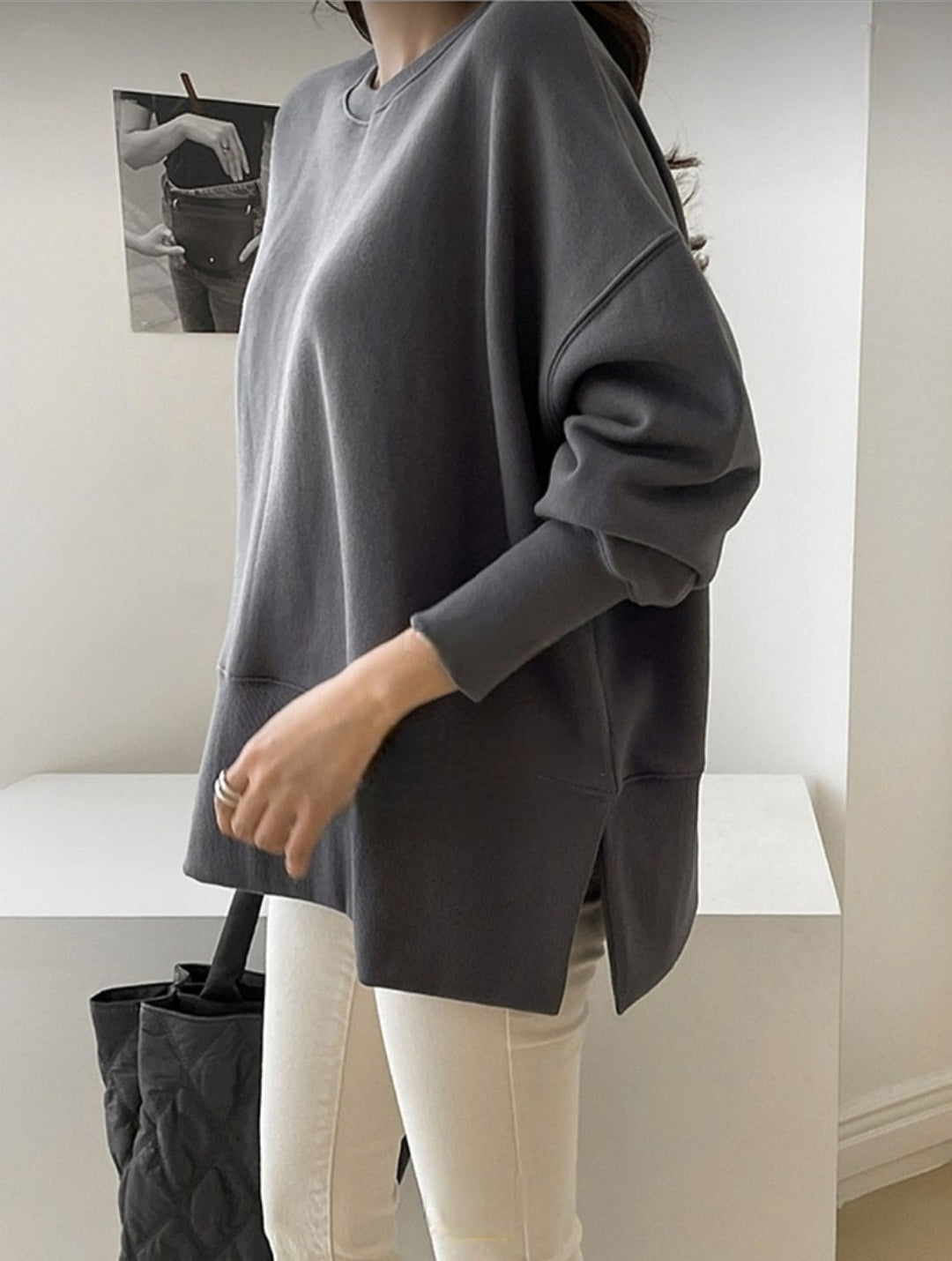 시보리 트임 맨투맨