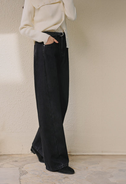 (NEW)절개 하이웨스트 와이드 청바지 S-2XL 3단기장