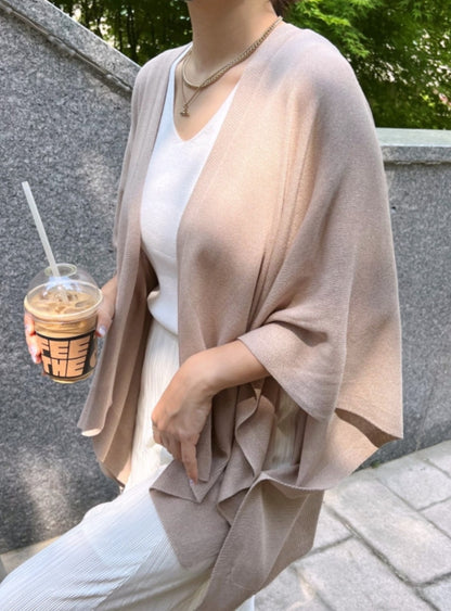 홀가먼트 린넨 숄 가디건