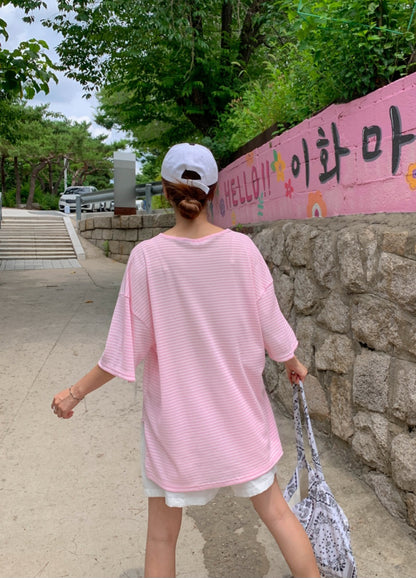 ☀️단가라 U넥 티셔츠