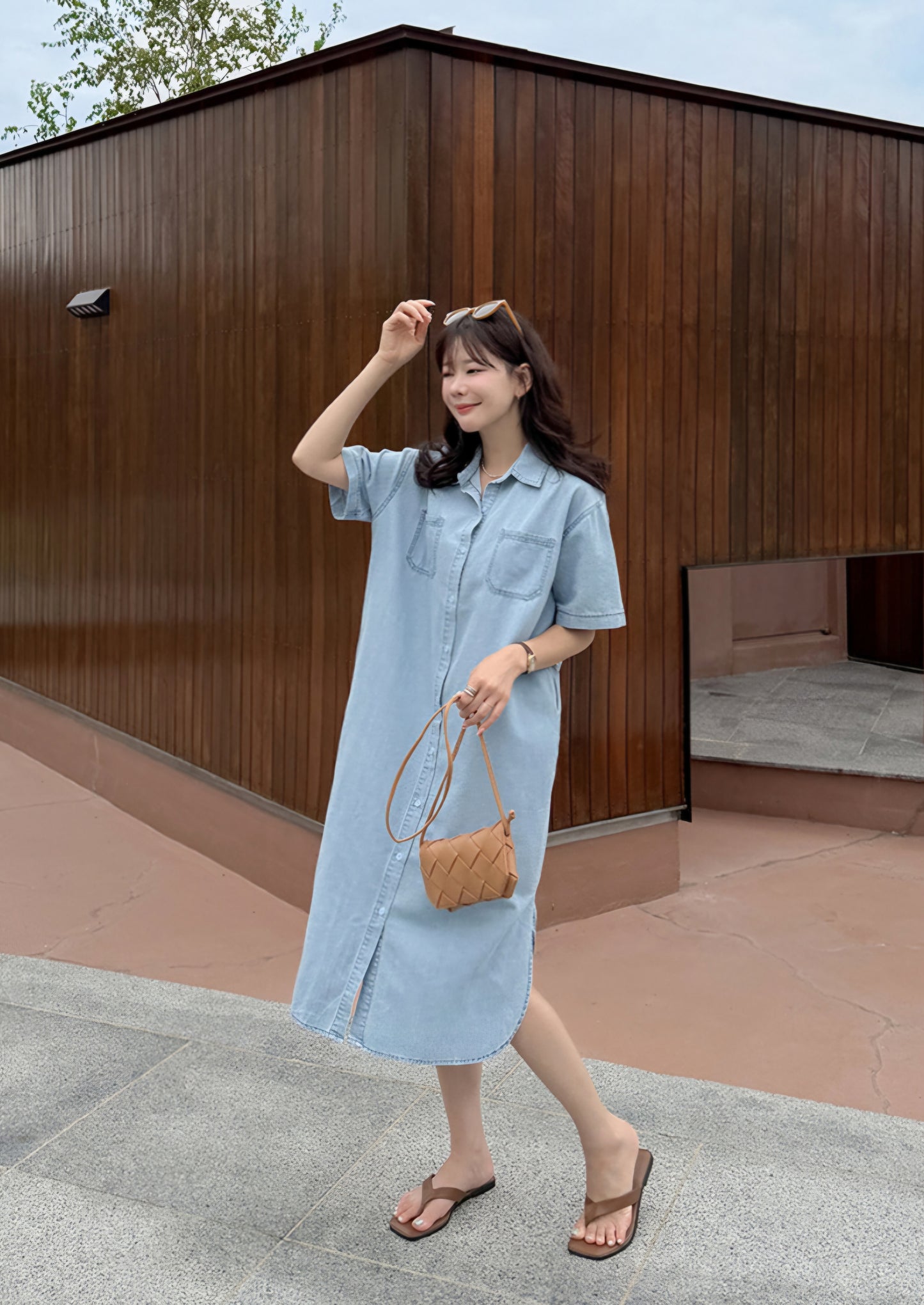 ☀️포켓 카라 데님원피스